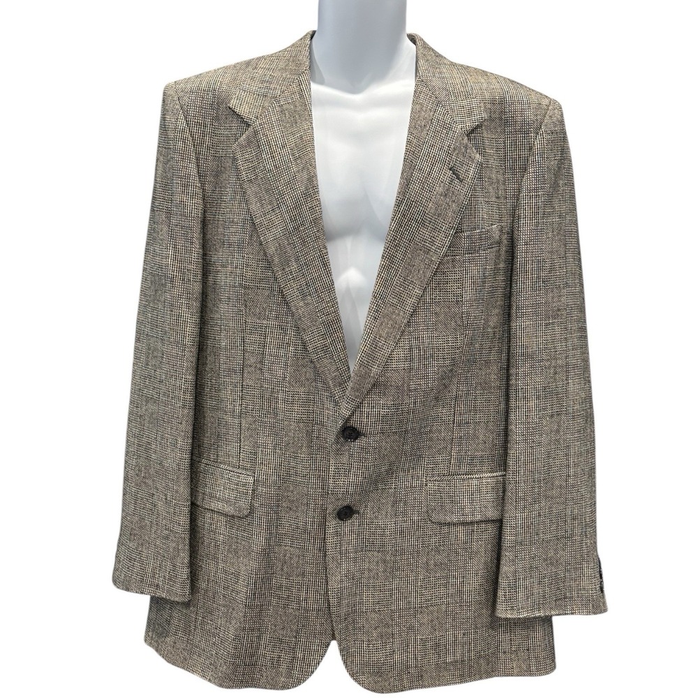 Farah‎ Clothing Co. Men's 42L Blazer Jacket Glen Plaid Check Accent Wool Silk